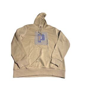 NWT-Puma Graphic target Print Hoodie Sweatshirt Beige Cotton Blend Large casual